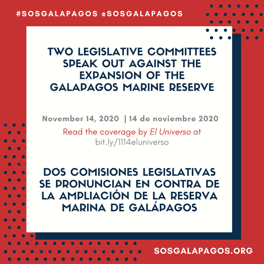 Two legislative committees speak out against the expansion of the Galapagos Marine Reserve